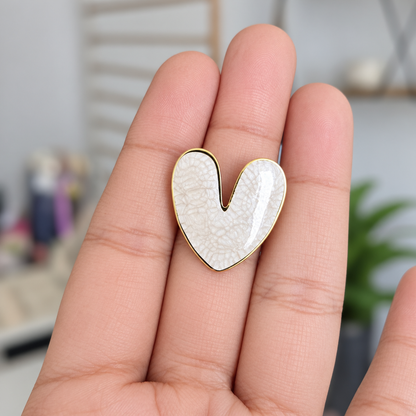 Anillo Corazón Blanco Marmolado en Acero