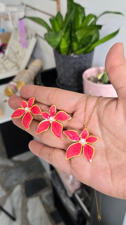Set Flores Perla Roja Acero
