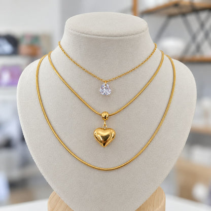 Collar Triple Corazon Acero