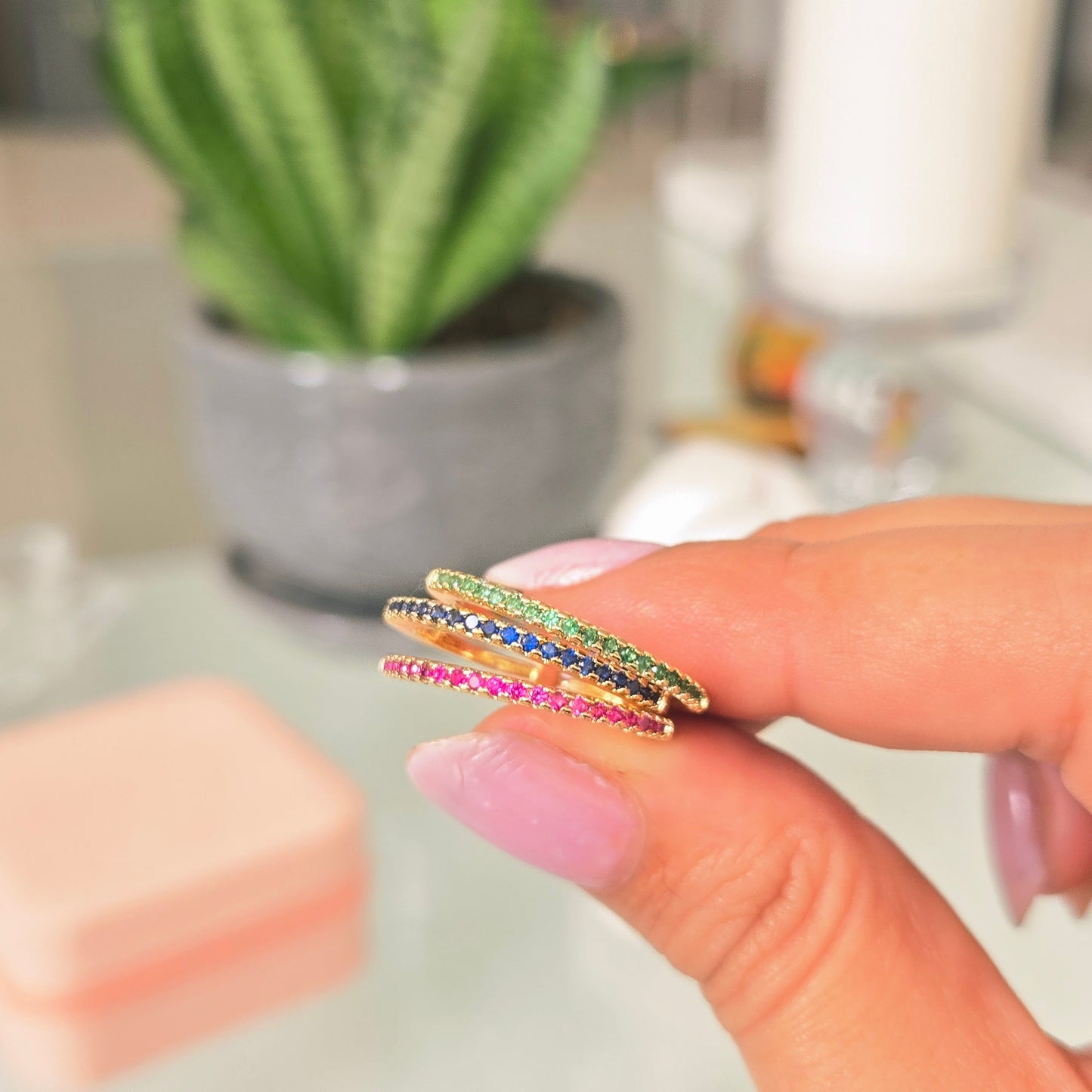 Anillo Triple talla 7 Multicolor