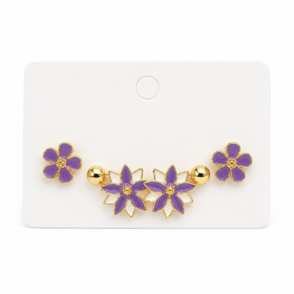 Set Topos x3 Flores Lilas