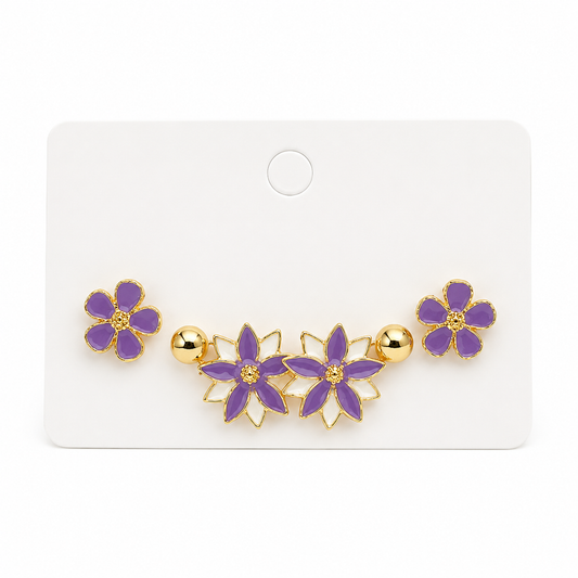 Set Topos x3 Flores Lilas