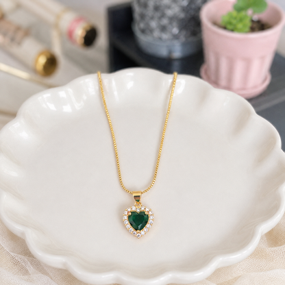 Cadena Corazón Verde Esmeralda