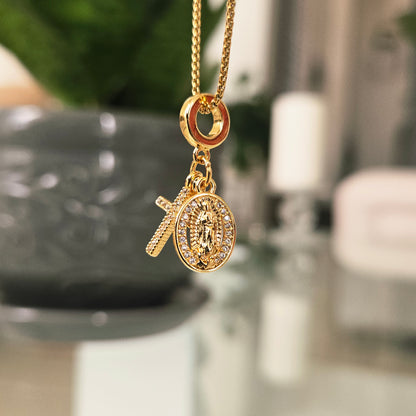 Cadena Cruz Virgen Corazón