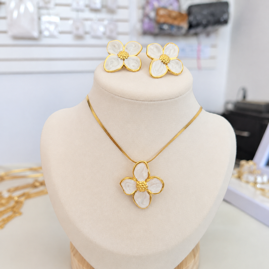 Set Flores Blancas Acero