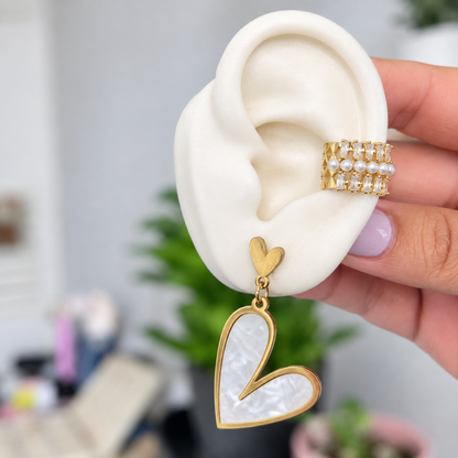 Set Cadena y Aretes Corazón Acero