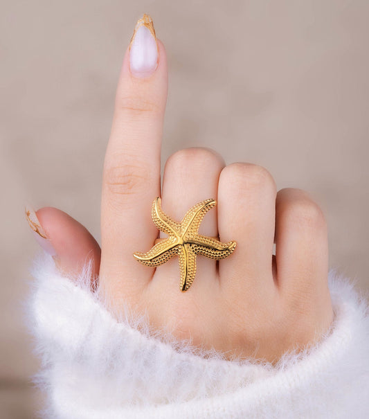 Anillo Estrella de Mar Acero