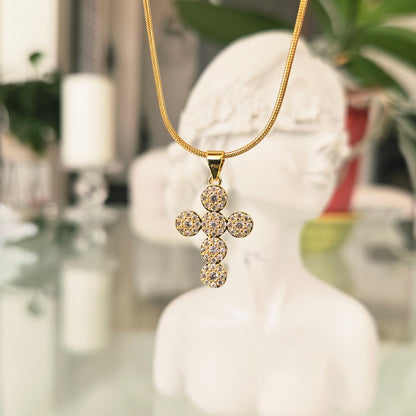 Cadena Cruz Blanca En Acero