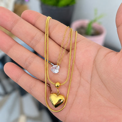 Collar Triple Corazon Acero