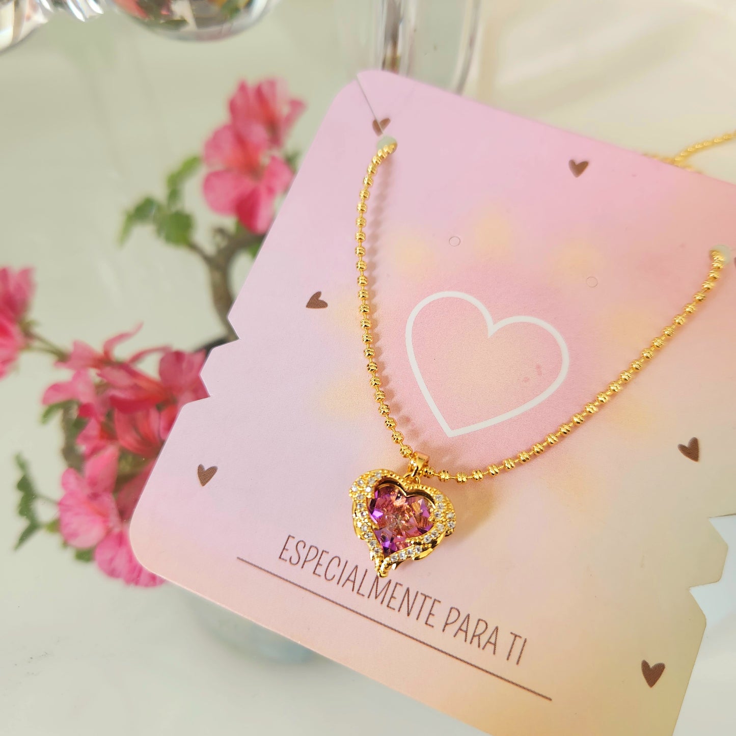 Collar Ángel Corazón Morado