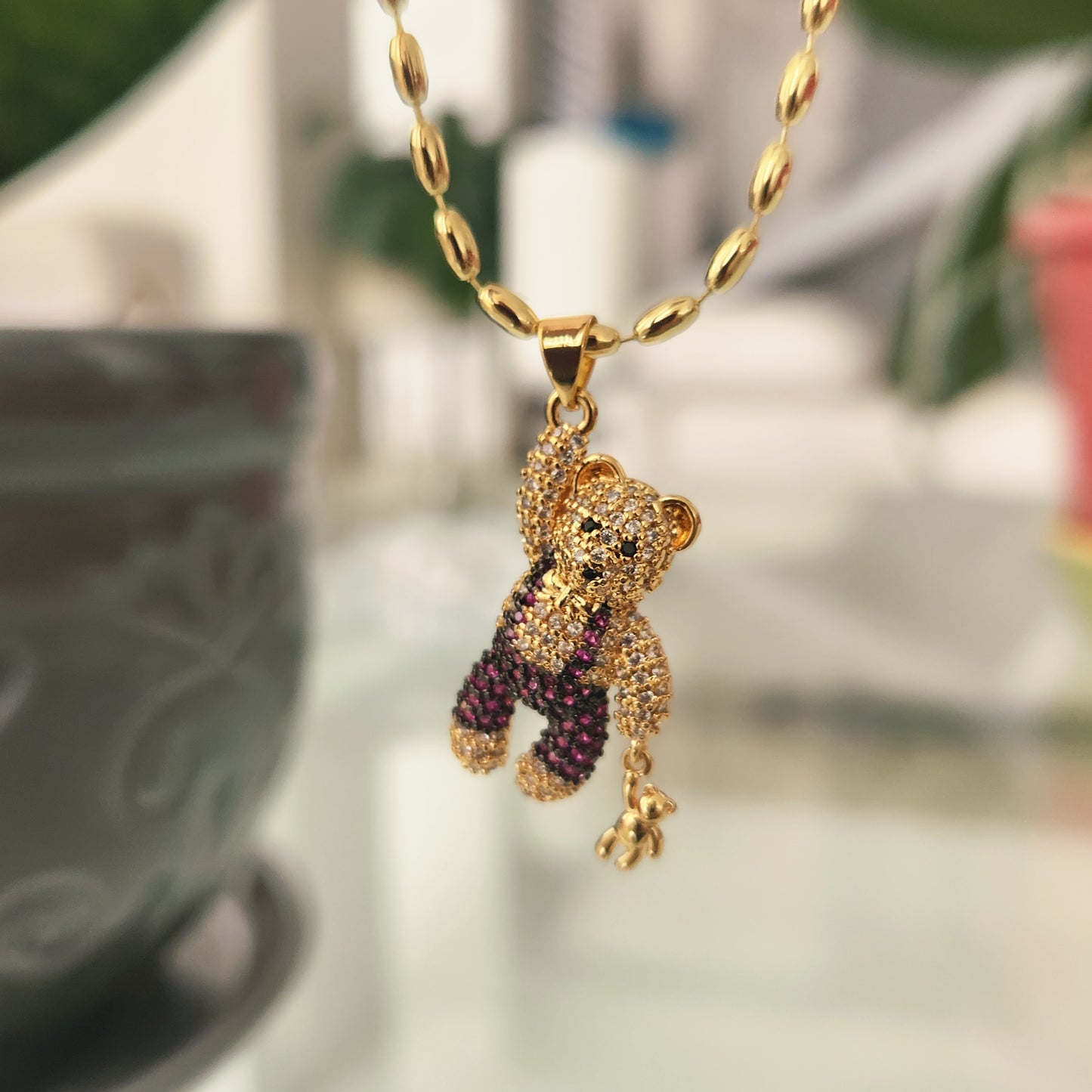 Collar Papa Oso Fucsia