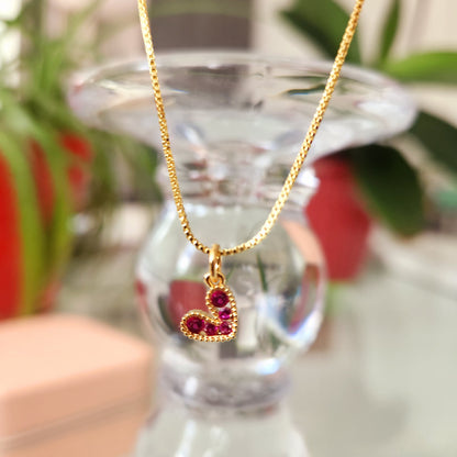 Cadena Mini Corazón Fucsia