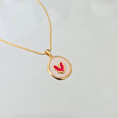 Cadena Corazón Nacar Roja