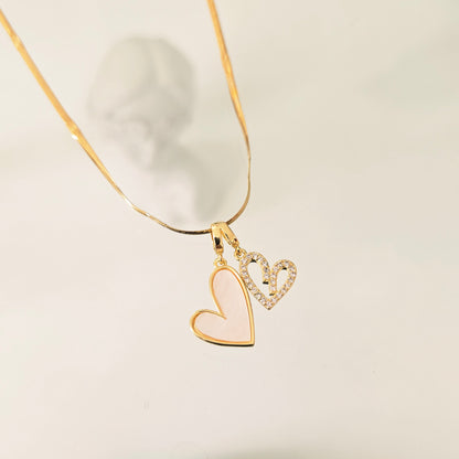 Cadena Doble Corazón Nacar