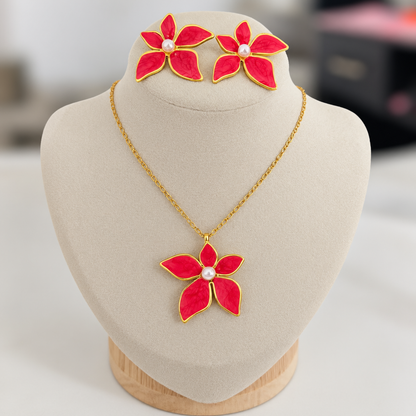 Set Flores Perla Roja Acero