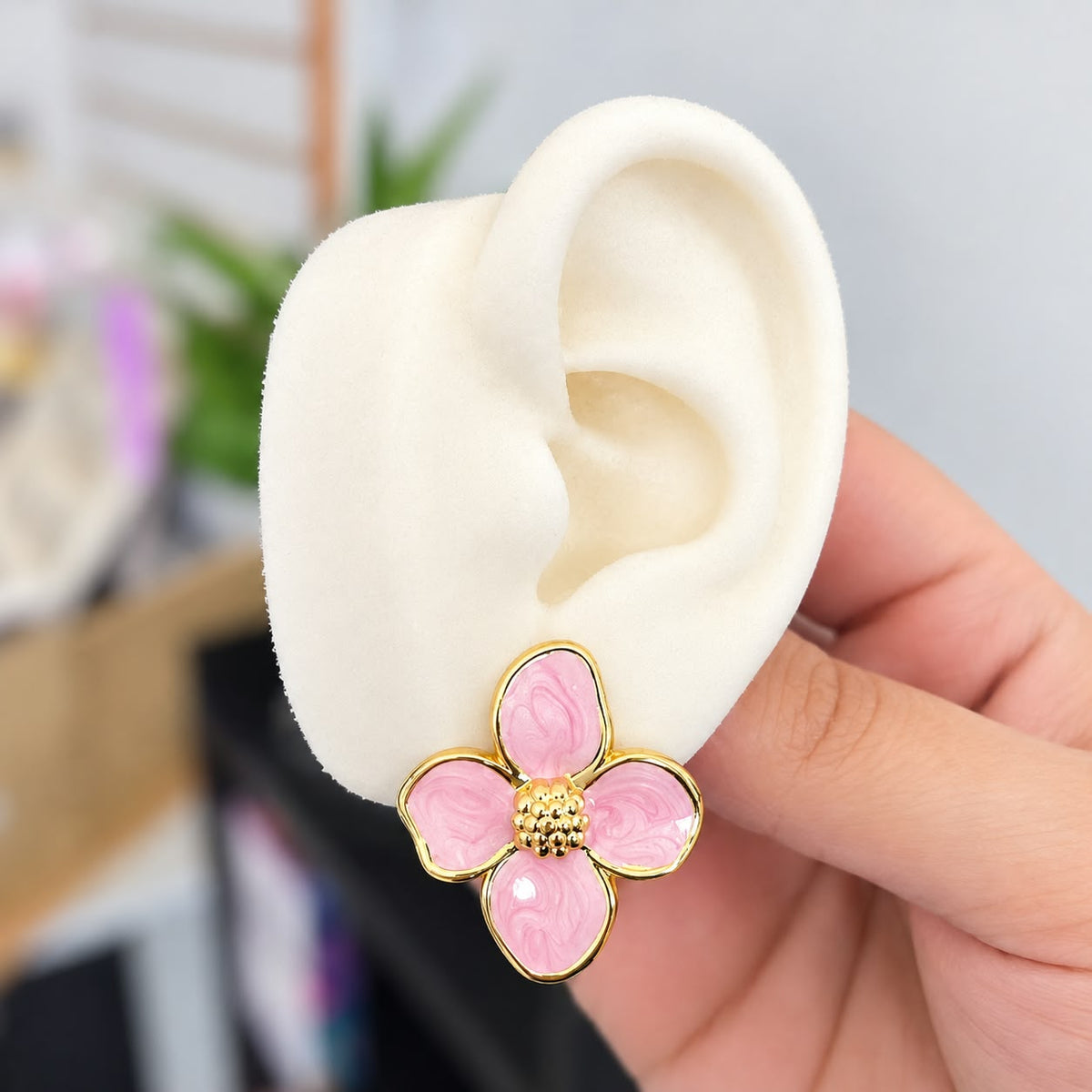 Aretes Flor Rosa Acero I