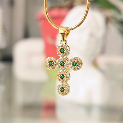 Cadena Cruz Verde Esmeralda