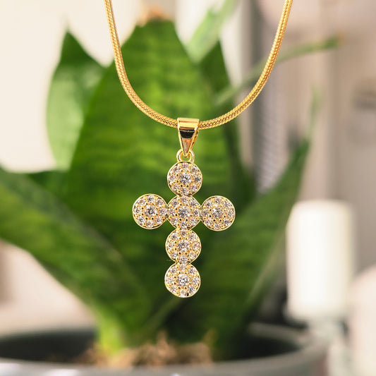 Cadena Cruz Blanca En Acero