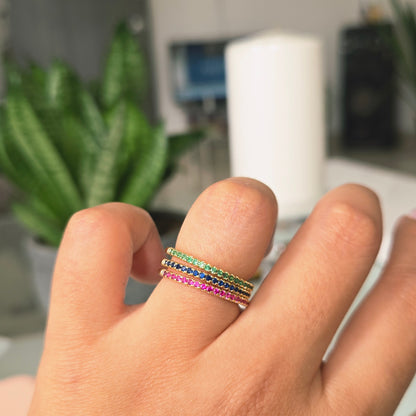 Anillo Triple talla 7 Multicolor