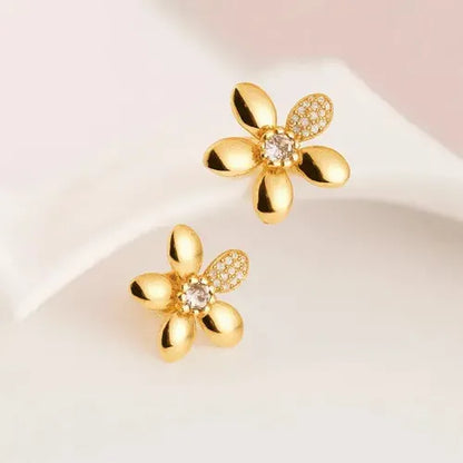 Aretes Flor en Rodio