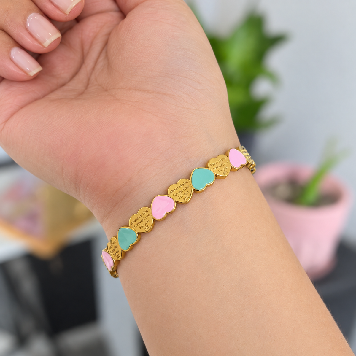 Brazalete Corazones Acero