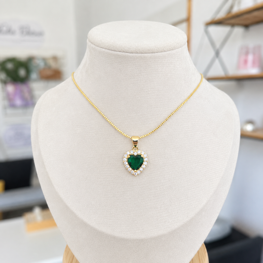 Cadena Corazón Verde Esmeralda