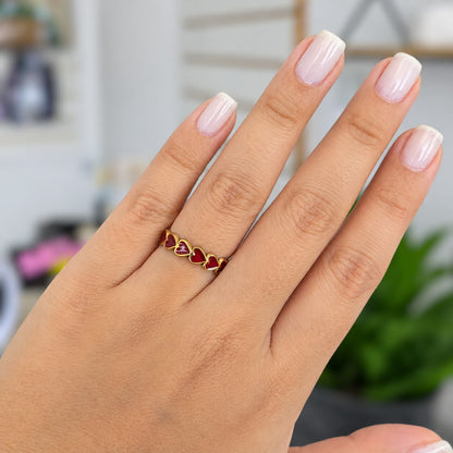 Anillo Corazones Vino Acero Ajustable