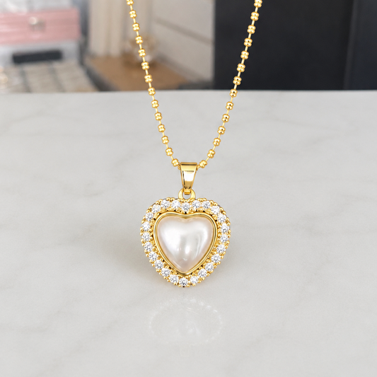 Collar Corazón Perla