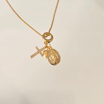 Cadena Cruz Virgen Corazón