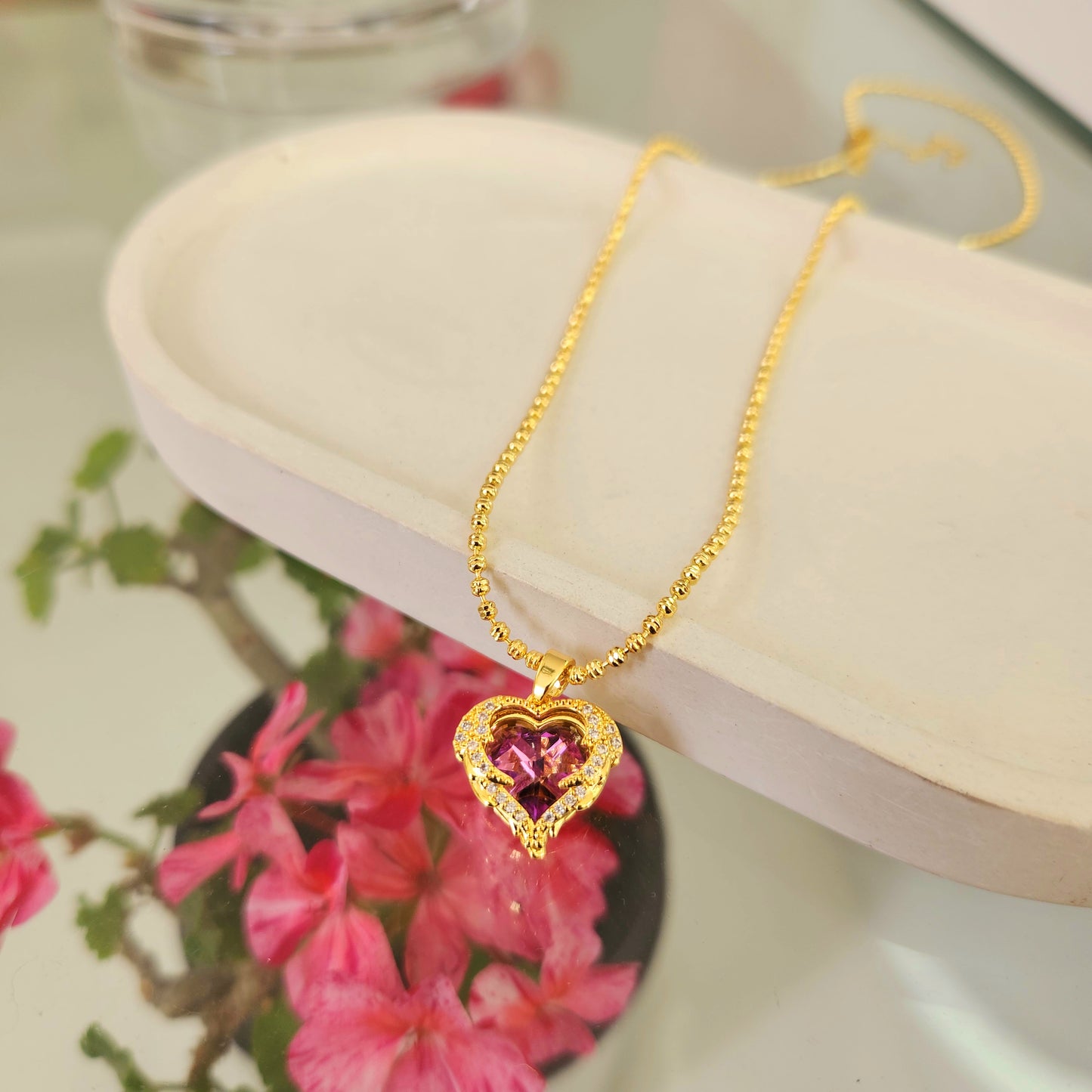 Collar Ángel Corazón Morado