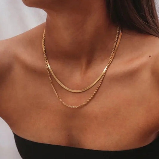 Collar Doble Snake Lasso Acero