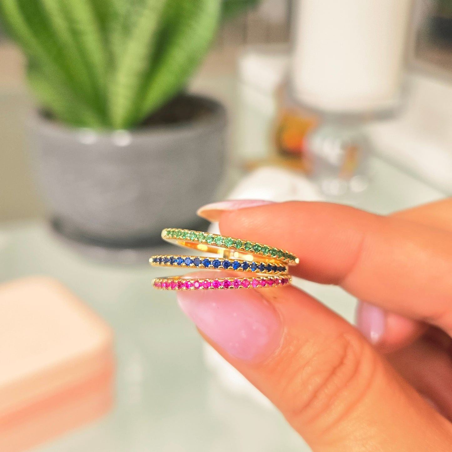 Anillo Triple talla 7 Multicolor