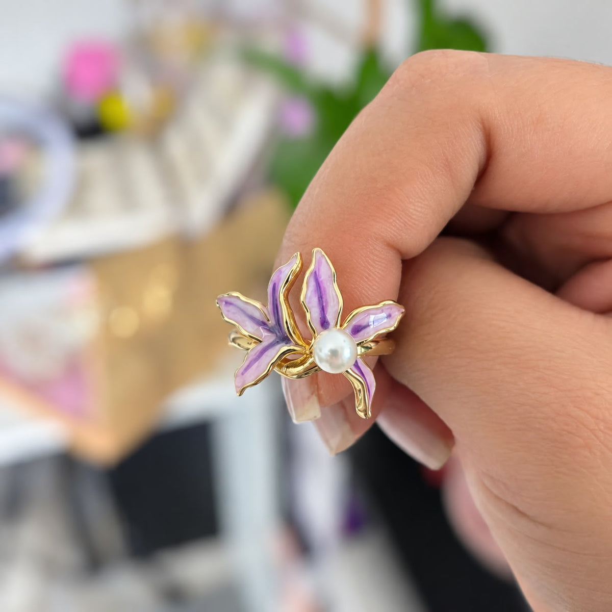 Anillo Flor Perla