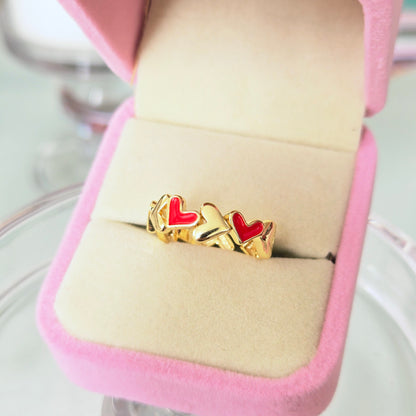 Anillo Corazones Rojo