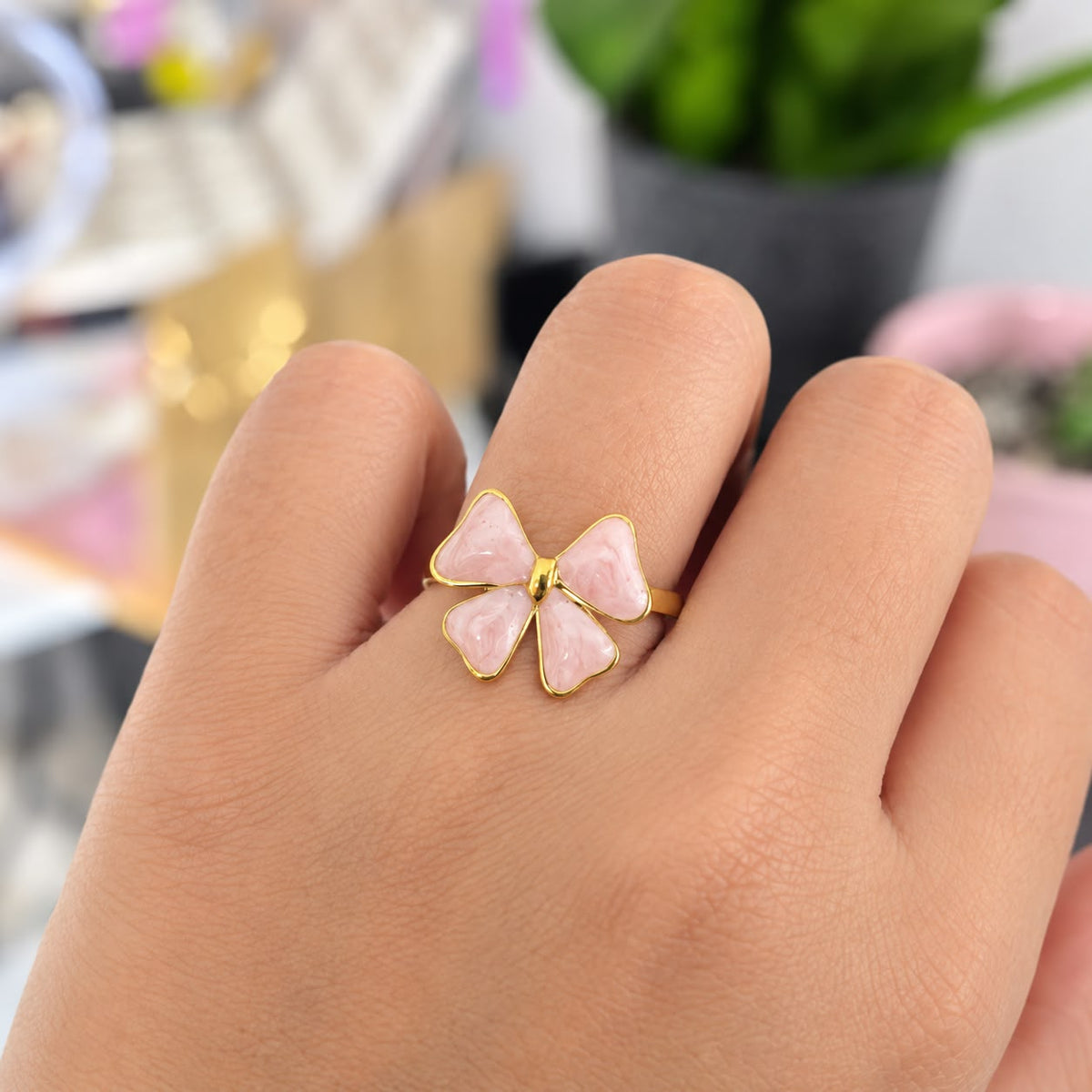 Anillo Moño Rosa Acero