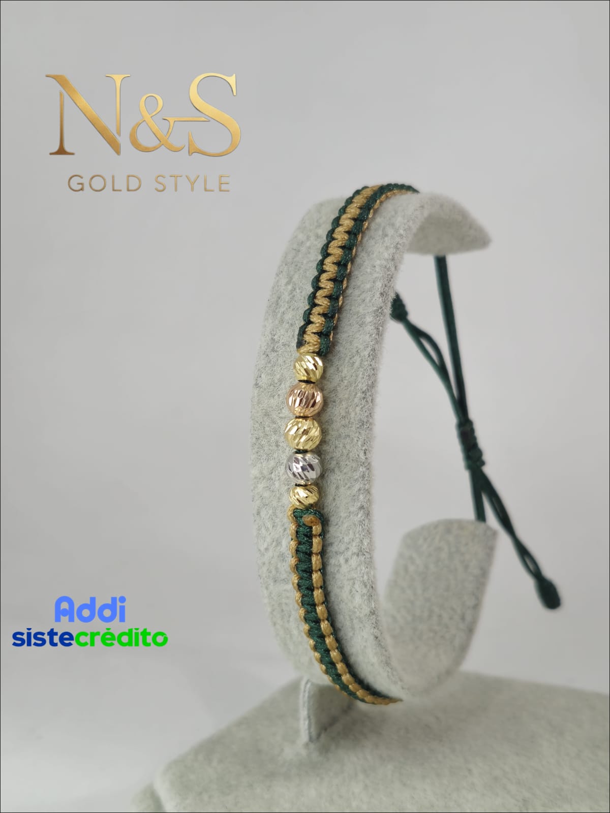 Pulsera Tejida Tres Oro 18k