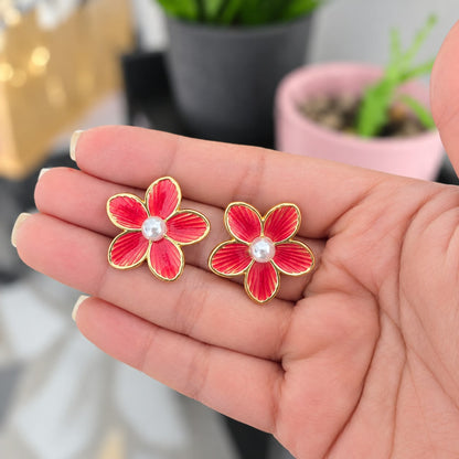 Topos Flor Rojo Perla Acero