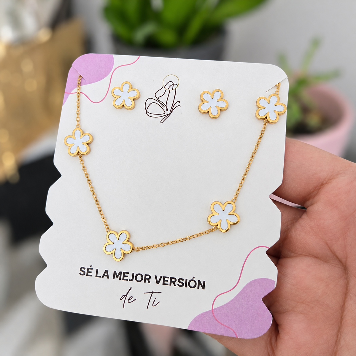 Set Flores Blancas En Acero