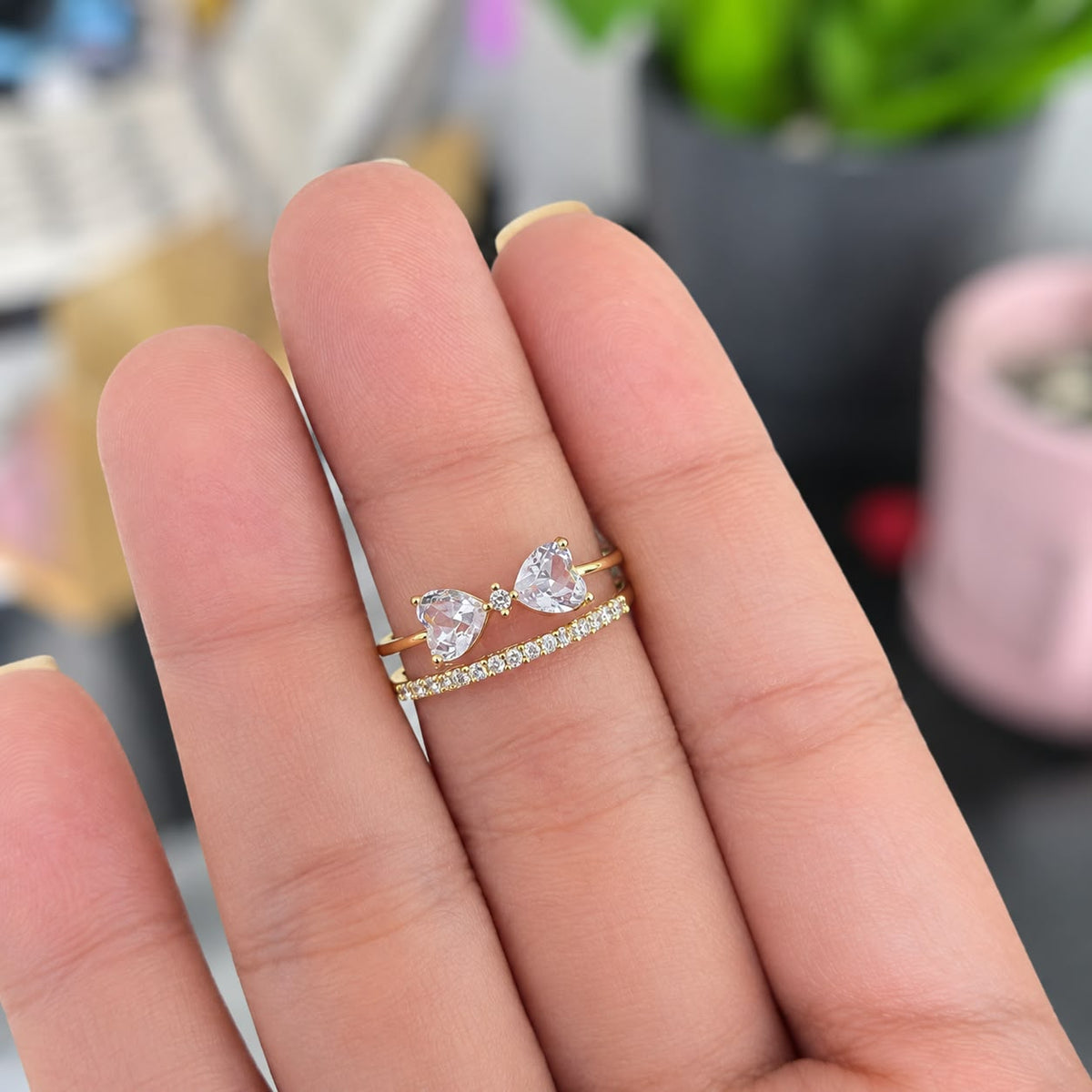 Anillo Moñito Rodio Ajustable