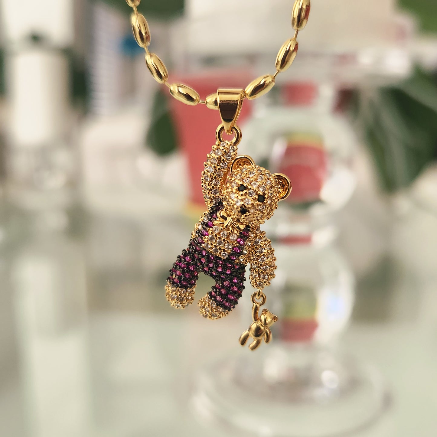 Collar Papa Oso Fucsia