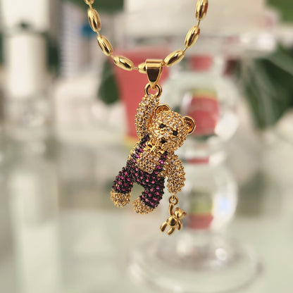 Collar Papa Oso Fucsia