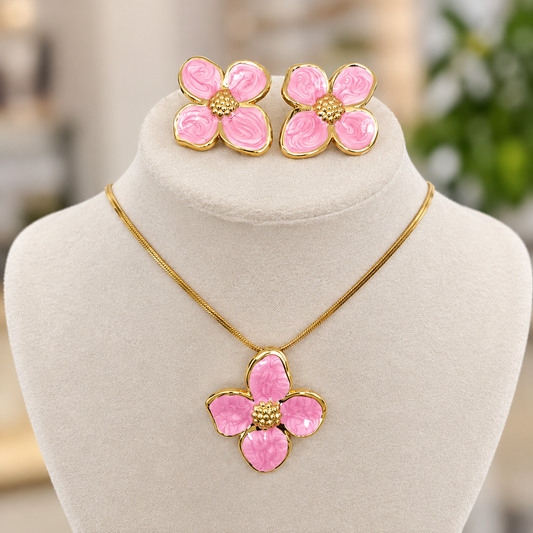 Set Flores Acero Rosadas