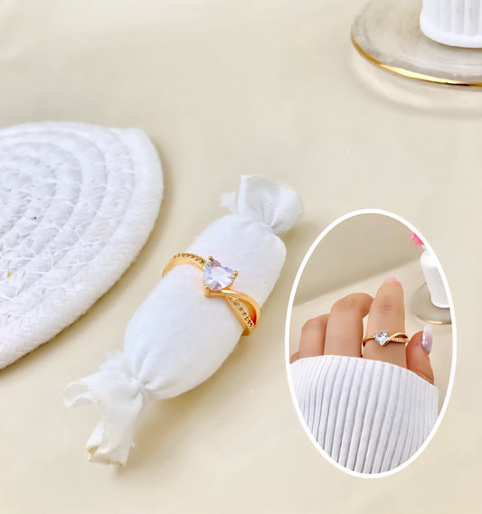 Anillo Corazón En Rodio