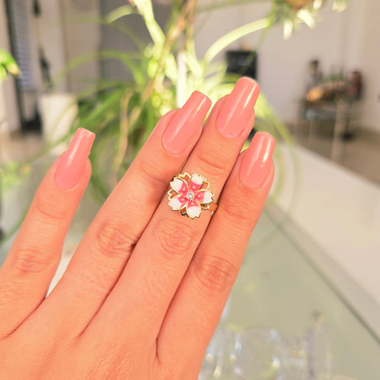 Anillo Flor Giratorio talla 6