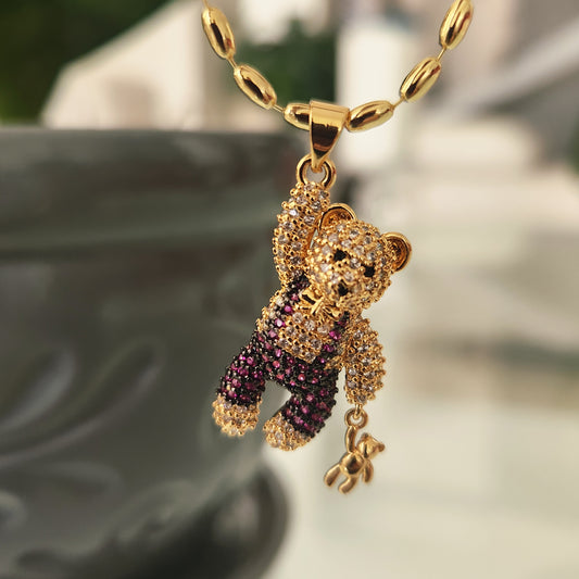 Collar Papa Oso Fucsia