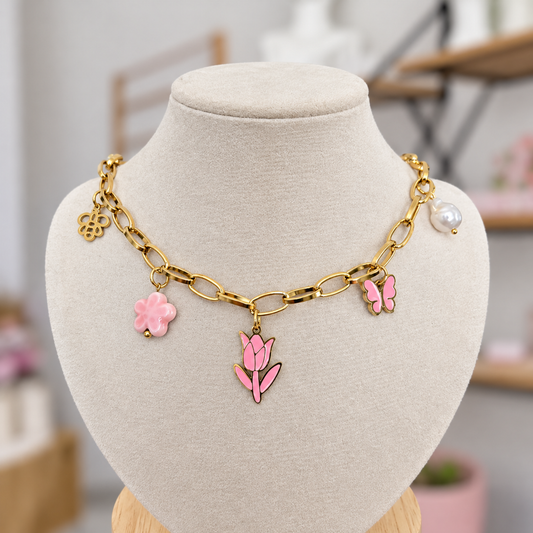 Collar Charms Tulipan Acero