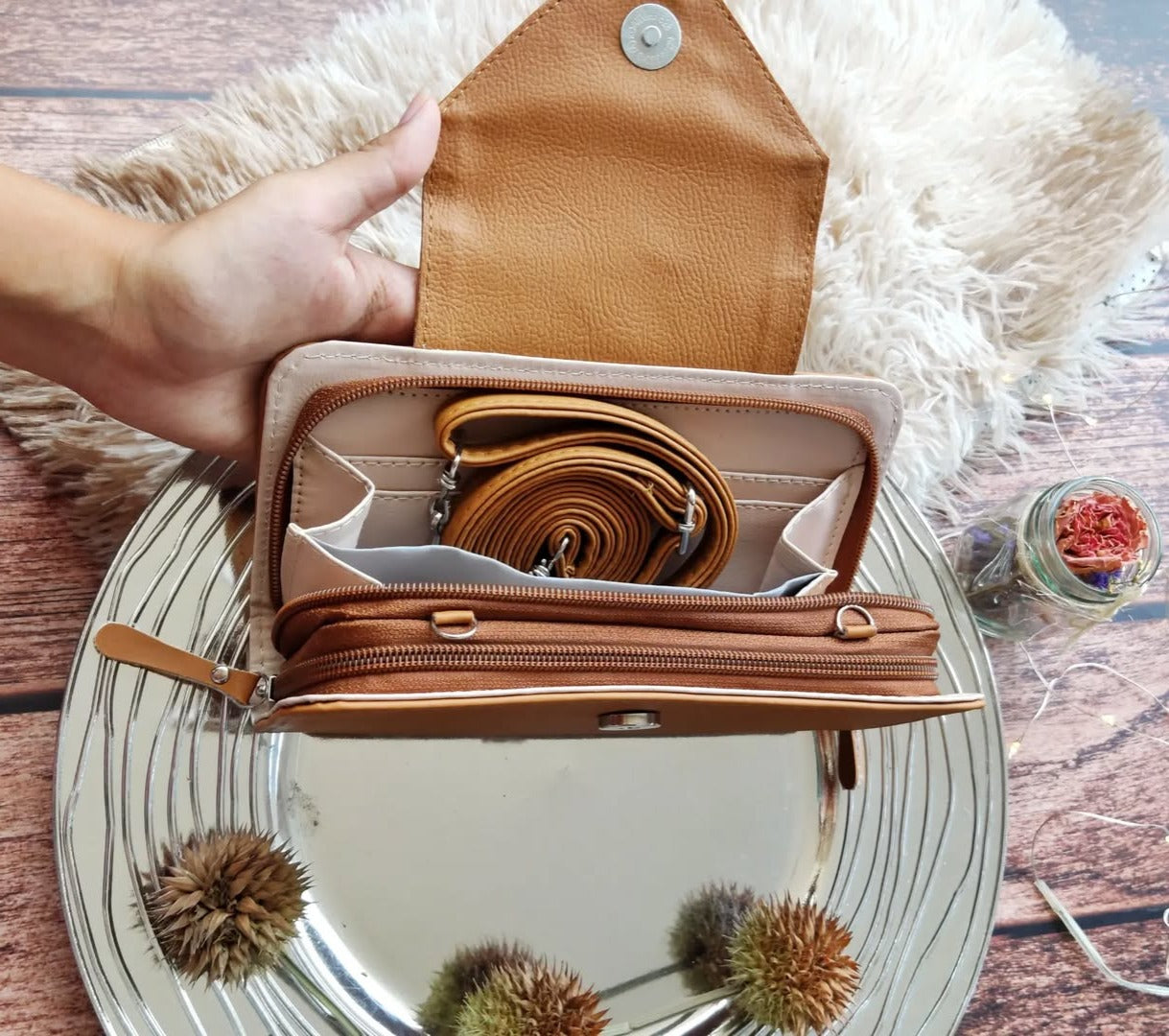 Billetera Doble Uso Miel