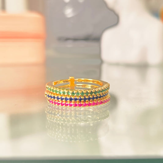 Anillo Triple talla 7 Multicolor