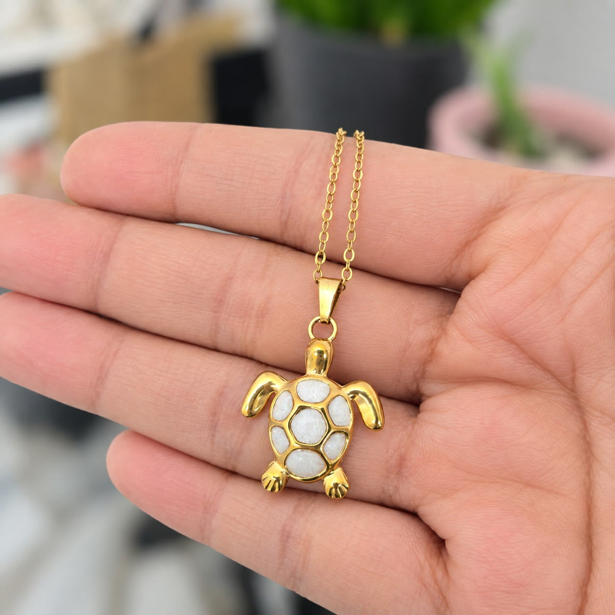 Cadena Tortuga Blanca Acero