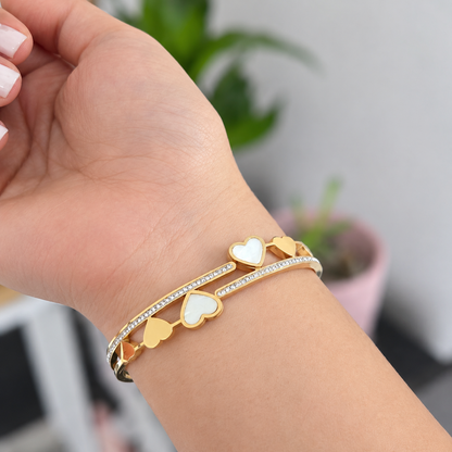 Brazalete Corazones En Acero Inoxidable
